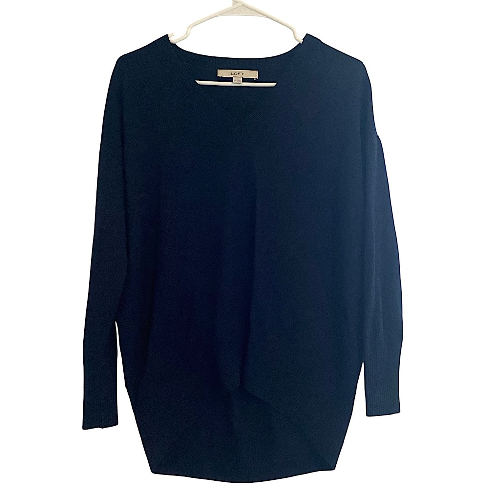 LOFT | Slouchy V-Neck Oversized Sweater Navy Blue